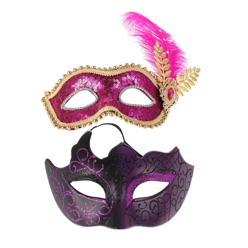 Beavorty 2 Stück Retro Roman Retro - Glitzer Dekorative Vintage römische Karneval Maskenballmaske für Damen für Party Maskerademaske Plastik Violett von Beavorty