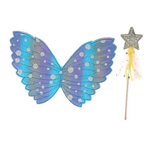 Beavorty 2 Stück Schmetterlingsflügel Für Cosplay Flügel Party Zubehör Engel Cosplay Zubehör Kinderflügel Verkleidung Cosplay Kostüm Flügel Kinderflügel Zauberstab Stoff von Beavorty