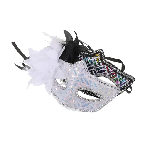 Beavorty 2 Stück Teiliges Damen Halbgesichts-masken Glänzenden Pailletten und Seitlicher Blumenapplikation Leichter Bequemer Sitz für Halloween Karneval Ball und Themenpartys von Beavorty
