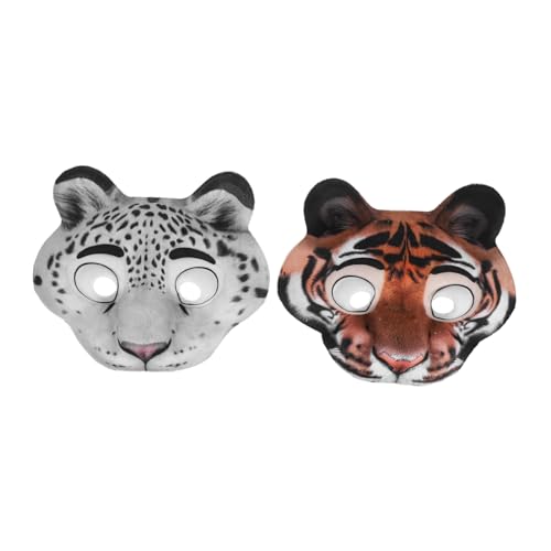 Beavorty 2 Stück Teiliges Halloween Tiermasken Realistische Tiger und Leoparden Halbgesichtsmasken aus Bunte Cosplay Masken für Karneval Maskerade Kostümparty und Outdoor Feste von Beavorty