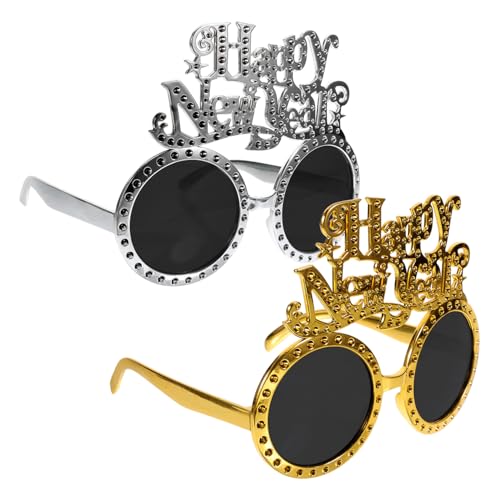 Beavorty 2 Stück Teiliges Happy Year Partybrillen in Gold und Silber Lustige Photo Props mit Glatten Rahmen Leichte Silikonfassung für Silvesterfeiern und Gruppenspaß Beavorty 2 Stück Teiliges Happy Year Partybrillen in Gold und Silber Lustige Photo Props mit Glatten Rahmen Leichte Silikonfassung für Silvesterfeiern und Gruppenspaß von Beavorty
