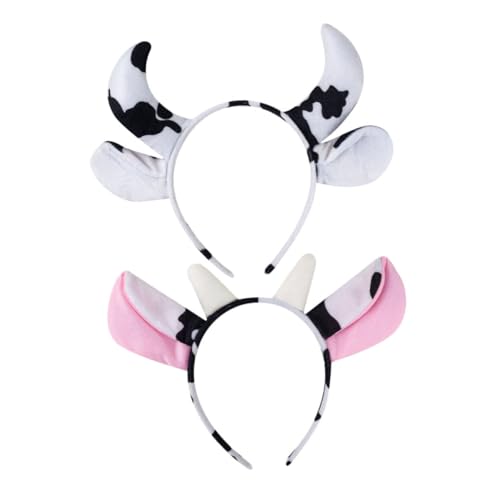 Beavorty 2 Stück Teiliges Kuh Ohr Stirnband für Niedliches Tierkostüm Accessoire mit Elastischem Haarreif für Partys Cosplay und Fotoshootings Design für Mädchen und Jungen von Beavorty