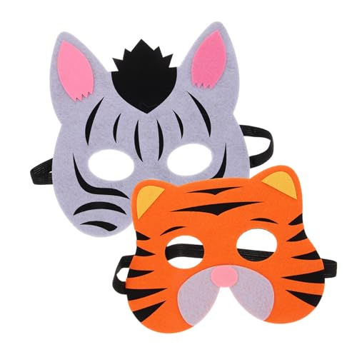 Beavorty 2 Stück Tiermasken für Bunte Halloween Masken für Kostümpartys Cosplay Karneval Leicht und Atmungsaktiv Zebra Tiger von Beavorty