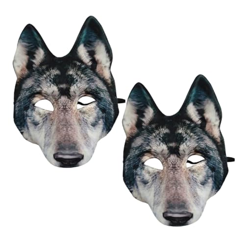 Beavorty 2 Stück Wolf Maske Eva für Halloween und Cosplay Realistische Tiermaske für Maskeraden Kostümpartys und Rollenspiele und Wiederverwendbar von Beavorty