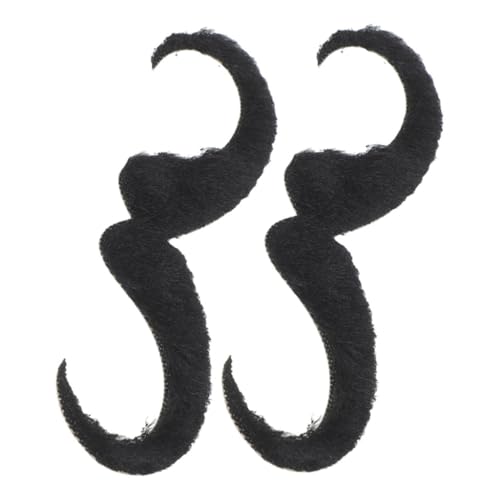 Beavorty 2 Stück falscher Bart Schnurrbart-Party Halloween Bart falsche Schnurrhaare Kostümzubehör Schnurrbart für Bart und Schnurrbart für Kostüm Schnurrbart gefälscht Stoff Black von Beavorty