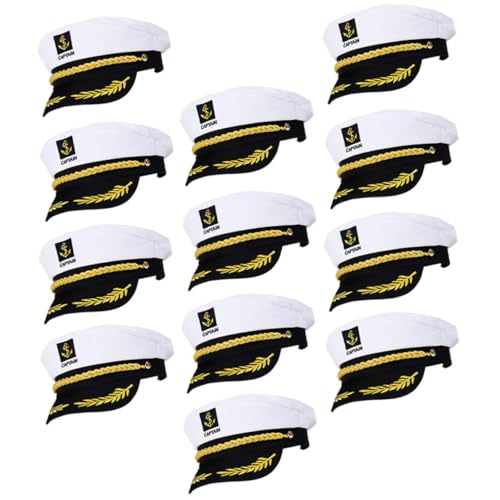 Beavorty 20 Stück Captain Cosplay Hüte Weiße Kapitänsmütze Bestickte Matrosenmütze für Kostümpartys Cosplay Zubehör für Herren Damen Beavorty 20 Stück Captain Cosplay Hüte Weiße Kapitänsmütze Bestickte Matrosenmütze für Kostümpartys Cosplay Zubehör für Herren Damen von Beavorty