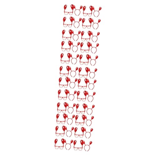 Beavorty 24 Sätze Krabbenaugenlinsenrefer Palmenfreunde Krabbenhaarzubehör Stirnband Halloween-Krabbenkostüm Sonnenbrille für Bands Cartoon-Haarband Krabbengläser Vlies rot von Beavorty