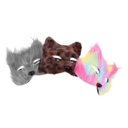 Beavorty 3 Stück Fox Plüschenmaske flauschige Tiermaske Fuchsmaske für Erwachsene Fuchs-Cosplay-Maske Fuchsmasken für Frauen Plüschtiermaske weihnachtsmaskerade maske Wolfsmaske Plastik von Beavorty