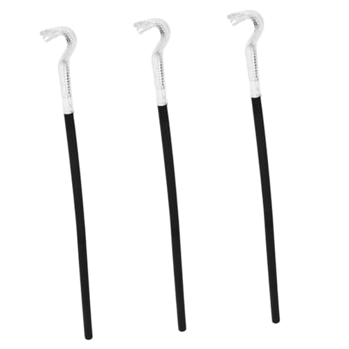 Beavorty 3 Stück Halloween Schlangenstab Ägyptischer König Kostüm Requisite Silber Stangen Schlangenkopf Spazierstock für Cosplay Masquerade Party von Beavorty