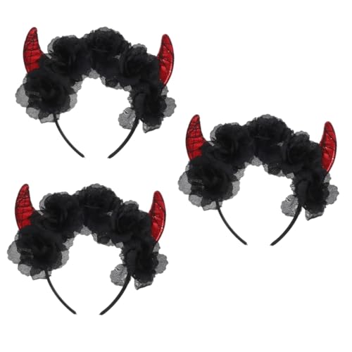 Beavorty 3 Stück Halloween Stirnband mit Schwarzen Rosen und Teufelshörnern Leichtes Cosplay Kopfschmuck Haarreifen für Party Karneval Maskerade und Fotoshooting Beavorty 3 Stück Halloween Stirnband mit Schwarzen Rosen und Teufelshörnern Leichtes Cosplay Kopfschmuck Haarreifen für Party Karneval Maskerade und Fotoshooting von Beavorty