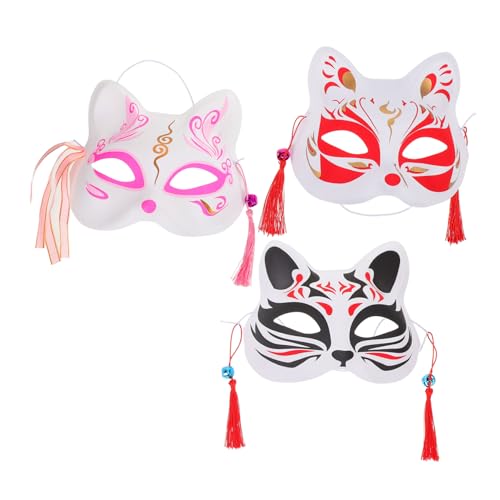 Beavorty 3 Stück Japanische Halbgesichtsmasken Fuchs Katze Handbemalt Tierkostüm für Cosplay Party Halloween Festival Unisex Erwachsene Beavorty 3 Stück Japanische Halbgesichtsmasken Fuchs Katze Handbemalt Tierkostüm für Cosplay Party Halloween Festival Unisex Erwachsene von Beavorty