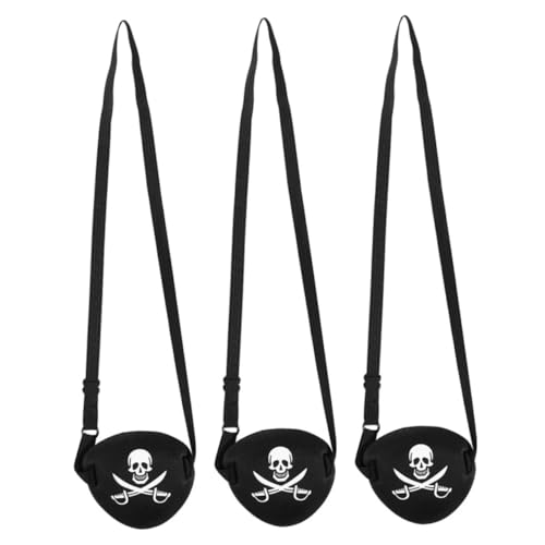 Beavorty 3 Stück Piraten-Augenbinde Requisiten für Augenmasken Einzelne Augenklappe Party-Cosplay-Augenklappe Augenklappe-Cosplay kreative Augenklappe -Stoff Black von Beavorty