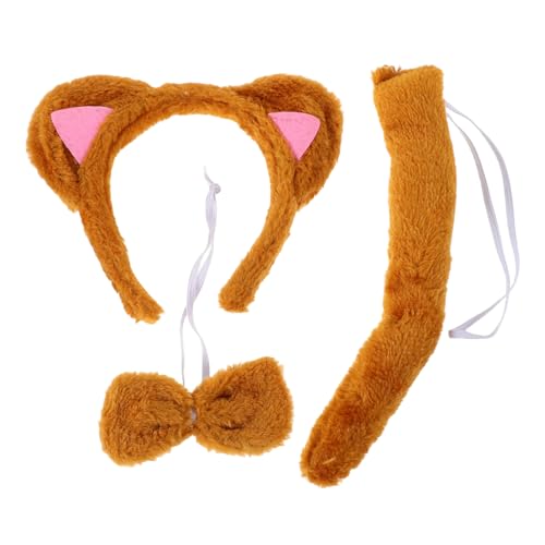 Beavorty 3 Stück Stirnband Mit Katzenohren Katzenschwanz Ohrenstirnband Für Frauen Ohren Stirnband Süßes Plüsch-stirnband Plüschkatze Ohren Katzenzubehör-kostüm Ohr Haarband Orange Plastik von Beavorty