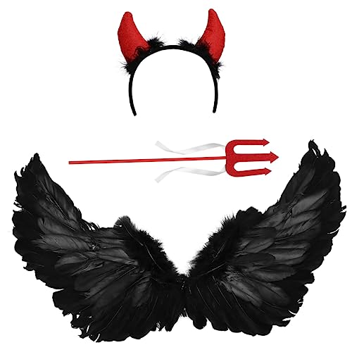 Beavorty 3 Stück Teiliges Teufelskostüm Set mit Hörnern und Flügeln für Halloween für Kostümpartys Cosplay und Auftritte Bequemes Material Langlebig und Tragbar für Damen und Erwachsene Beavorty 3 Stück Teiliges Teufelskostüm Set mit Hörnern und Flügeln für Halloween für Kostümpartys Cosplay und Auftritte Bequemes Material Langlebig und Tragbar für Damen und Erwachsene von Beavorty