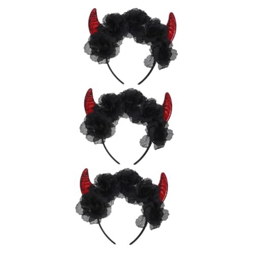 Beavorty 3 Stück Teufelshörner Haarreif mit Schwarzen Rosen Halloween Kopfschmuck Horn Stirnband für Cosplay Karneval Party und Maskerade Leichter und Bequemer Gothic Headband Beavorty 3 Stück Teufelshörner Haarreif mit Schwarzen Rosen Halloween Kopfschmuck Horn Stirnband für Cosplay Karneval Party und Maskerade Leichter und Bequemer Gothic Headband von Beavorty