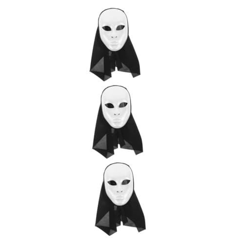 Beavorty 3 Stück Unisex Vollgesichtsmaske Weiß für Halloween Party Street Dance Kostüm mit Flexiblem Sitz und Mysteriösem Design Geeignet für Karneval und Bühnenauftritte von Beavorty