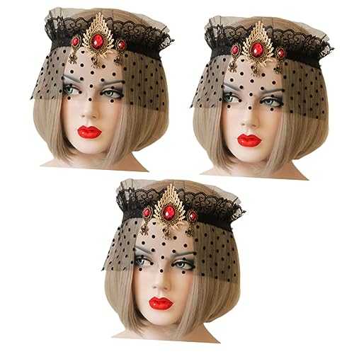 Beavorty 3St Stirnband schwarz Abschlussballkronen gotische Königin Maskerade-Maske schleier Cosplay-Stirnband Halloweenkostüm Europäisch und amerikanisch Requisiten Kopfbedeckung Kleidung von Beavorty