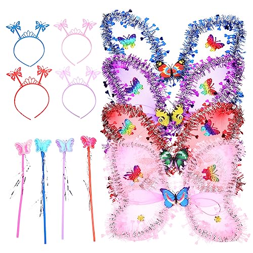 Beavorty 4 Sätze Schmetterlingsflügel Kostüm für Teiliges mit Zauberstab Haarreif Cosplay Karneval Partys Fotoshootings Beavorty 4 Sätze Schmetterlingsflügel Kostüm für Teiliges mit Zauberstab Haarreif Cosplay Karneval Partys Fotoshootings von Beavorty