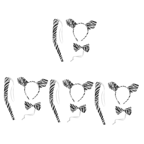 Beavorty 4 Sätze Tierohren für Cosplay Bogen Zebra binden Party Zubehör Kind Haken Tierstirnband Halloween-Tier-Cosplay-Stütze Halloween-Tierkostüm tierisches Haarband Stoff von Beavorty