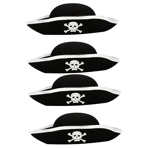 Beavorty 4 Stck Teiliges Piratenkapitän Kostümset Silberner Atmungsaktive Piratenhüte für Erwachsene und Langlebiges Material für Halloween Cosplay Maskenbälle und Kostümpartys von Beavorty