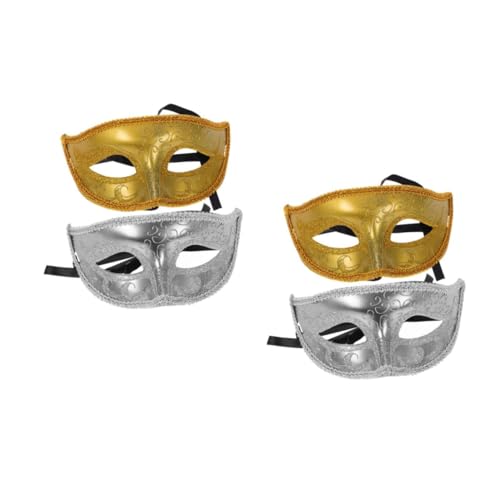 Beavorty 4 Stck. Halloween Halbgesichts Masken für Erwachsene aus Leichtem Kunststoff Venezianische Masquerade Masken in Gold und Silber für Karneval Party Halloween Kostüm Unisex Beavorty 4 Stck. Halloween Halbgesichts Masken für Erwachsene aus Leichtem Kunststoff Venezianische Masquerade Masken in Gold und Silber für Karneval Party Halloween Kostüm Unisex von Beavorty