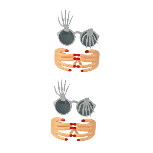 Beavorty 4 Stück Halloween Skeletthand Brillenspielzeug Teiliges Weiß Hautfarbene Gruselige Party Requisite für Kostüme und Bühnenauftritte von Beavorty
