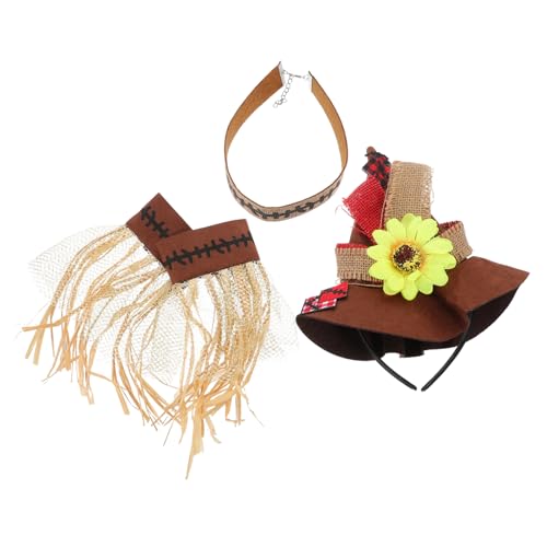 Beavorty 4 Stück Teiliges Halloween Kostümzubehör mit Strohhut Armband und Halskette Cosplay Dekoration für Erwachsene Geeignet für Karneval Party und Halloween Mottopartys von Beavorty