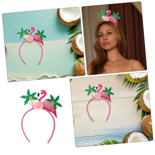 Beavorty 4 Stück Teiliges Hawaii Haarband mit Flamingo Kokosbaum und Blumen Farbenfrohe Partyhaarbänder für Damen Sanfte Fixierung Vielseitiges Accessoire für Tropische Festivals und Luau von Beavorty