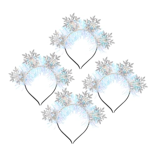 Beavorty 4 Stück Teiliges Schneeflocken Stirnband Glitzernde Weihnachts Haarreifen Leichtes Festliches Haarschmuck Zubehör für Damen für Winterpartys und Feiertagsfeiern von Beavorty