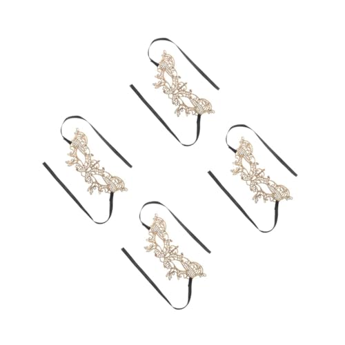 Beavorty 4 Stück Venezianische Halbgesichts Spitzenmaske Damen Goldfarbene Butterfly Augenmaske für Maskerade Kostümparty Karneval Ball Cosplay und Valentinstag Weiches Komfortables von Beavorty