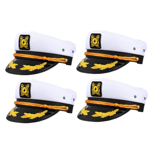 Beavorty 4 Stück Verstellbare Kapitänsmützen mit Gesticktem Design Yacht Bootseemannsmützen für Herren Marineblau Weiße Schiffsmützen für Partys Karneval Halloween und Nautische Kostüme Beavorty 4 Stück Verstellbare Kapitänsmützen mit Gesticktem Design Yacht Bootseemannsmützen für Herren Marineblau Weiße Schiffsmützen für Partys Karneval Halloween und Nautische Kostüme von Beavorty