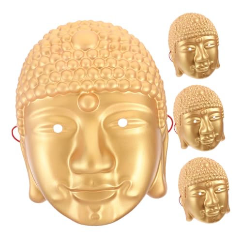 Beavorty 4 Stücke Teiliges Buddha Gesicht Maske Realistische Buddhistische Masken für Halloween Karneval Maskerade und Cosplay Detailreiches Design Vielseitig für Theater und Kulturelle von Beavorty