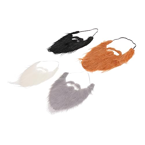 Beavorty 4Stücke Halloween Gefälschte Schnurrbärte Kostüm Zubehör Für Cosplay Große Schwarze Graue Weiße Braune Schnurrbärte Für Fasching Karneval Mottopartys von Beavorty