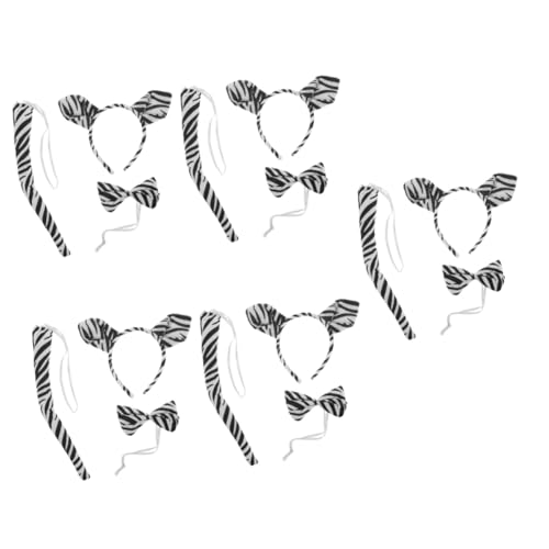 Beavorty 5 Sätze Tierstirnband Stirnband mit Zebraohren Party Ohren Stirnband Kostüm Tierohren binden Cosplay-Zubehör Halloween-Kopfschmuck Tierkostüm Stoff von Beavorty