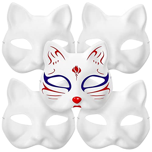 Beavorty 5 Stk leere Maske aus weißem Papier Halloween-Maske selber machen Spielzeug für Mädchen Spielzeuge katze gesichtsmaske Cosplay-Partymaske Einweg gemalt Graffiti-Papier bilden Mann von Beavorty