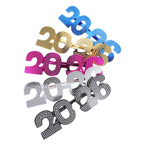 Beavorty 5 Stück Partybrillen Bunte Glitzer Neujahrsbrillen für Silvester Abschlussfeier Geburtstags Weihnachtsdeko Leichte Foto Requisiten für Erwachsene von Beavorty