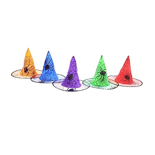 Beavorty 5 Stück Teiliges Halloween Hexenhüte Bequeme Kostümzubehör für Partys Rollenspiele und Fotoshootings Hautfreundliche Materialien für Verschiedene Anlässe von Beavorty