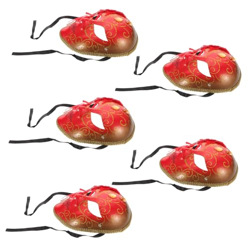 Beavorty 5 Stück Teiliges Rotes Vintage Masken für Erwachsene Leichte und Langlebige Vollgesichts Maskerade Angenehm Anpassbar für Halloween Karneval und Kostüm Events Beavorty 5 Stück Teiliges Rotes Vintage Masken für Erwachsene Leichte und Langlebige Vollgesichts Maskerade Angenehm Anpassbar für Halloween Karneval und Kostüm Events von Beavorty