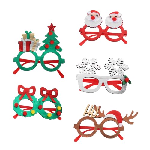 Beavorty 5 Stück Weihnachtsdekoration Gläser Silvesterbrille Weihnachtsbrillen Urlaubsbrillen Glitzerfeiertag Brillen Rahmen Der Schneeflockenparty Glitzerurlaubsrahmen Plastik von Beavorty