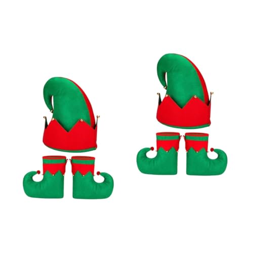 Beavorty 6 Stck Weihnachtliches Elf Kostüm Set Teilig Erwachsene Rot Grün Langlebiger Elf Schuhe und Mütze für Weihnachtsfeier und Karneval Beavorty 6 Stck Weihnachtliches Elf Kostüm Set Teilig Erwachsene Rot Grün Langlebiger Elf Schuhe und Mütze für Weihnachtsfeier und Karneval von Beavorty
