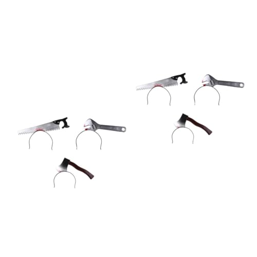 Beavorty 6 Stück Teiliges Halloween Haarreif Set Gruselige Kopfaccessoires Cosplay Dekorationen mit Axt Säge Schraubenschlüssel für Party Kostüm Karneval Beavorty 6 Stück Teiliges Halloween Haarreif Set Gruselige Kopfaccessoires Cosplay Dekorationen mit Axt Säge Schraubenschlüssel für Party Kostüm Karneval von Beavorty