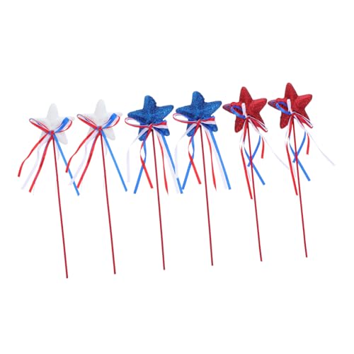 Beavorty 6 Stück Unabhängigkeitstag Sternstäbe mit Farbenfrohen Schleifen für Patriotische Feiern für und Memorial Day Deko von Beavorty