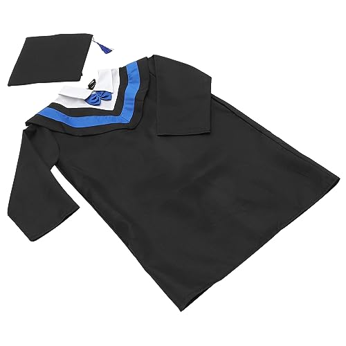 Beavorty Abschlusskleid und Doktorhut Set Atmungsaktives Bequemes Material mit Quaste für Kindergarten mit Körpergröße Blau Modisches Akademisches Kostüm für Abschlussfeier und Fotoshooting von Beavorty