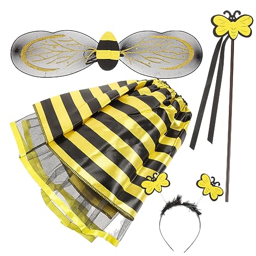 Beavorty Bienenkostüm Set für Mädchen Teiliges Cosplay Zubehör mit Flügeln Stirnband Zauberstab und Rock für Halloween Karneval und Kostümpartys Beavorty Bienenkostüm Set für Mädchen Teiliges Cosplay Zubehör mit Flügeln Stirnband Zauberstab und Rock für Halloween Karneval und Kostümpartys von Beavorty