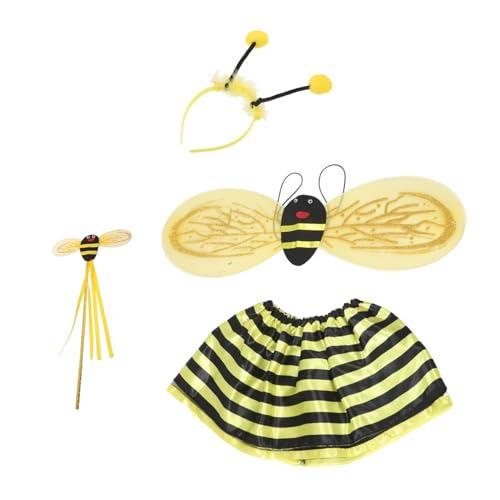 Beavorty Bienenkostüm mit Flügeln Zauberstab und Haarreif für Auftritte Partys und Cosplay Teiliges Kostüm für Kreative von Beavorty