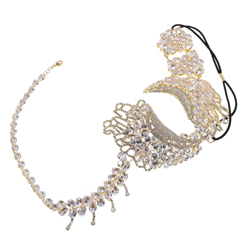 Beavorty Bling Strass Halbschalenmaske mit Elastischem Band Funkelnde Venezianische Kostüm Maske für Halloween Karneval Mardi Gras und Ball Leichte Damen Masquerade Accessoires von Beavorty