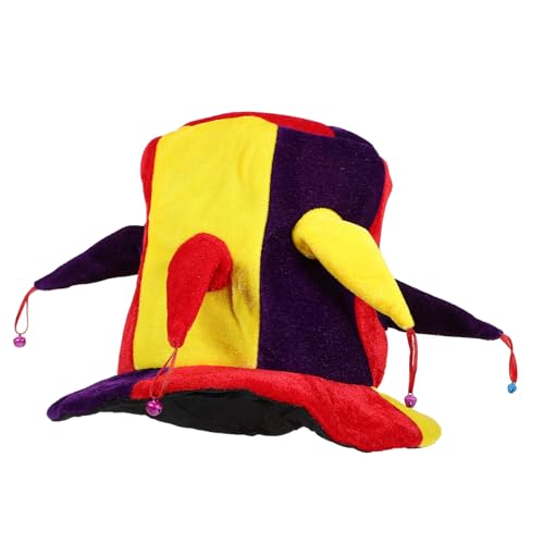 Beavorty Clownhut für Erwachsene Lustiger Karnevalshut mit Glocken Verstellbare Kostüm Mütze für Frauen und Männer für Cosplay und Partys Bunte Dekoration für Festlichkeiten von Beavorty
