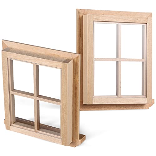 Beavorty Dollhouse -Fenster: 2Pcs 1: 12 Miniature Dollhouse Möbel Fensterrahmen - Mini -Holzfenster -Szene Zubehör Für Craft Dollhouse Home Furniture von Beavorty