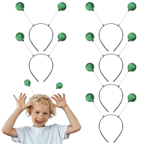 Beavorty Grünes Stirnband, glitzernd, glitzernd, Kugelkopf-Bopper, verrücktes Marsian-Kostüm, Zubehör, Kinder-Partyzubehör für Mottopartys, Gastgeschenke für Mottopartys, 12 Stück von Beavorty