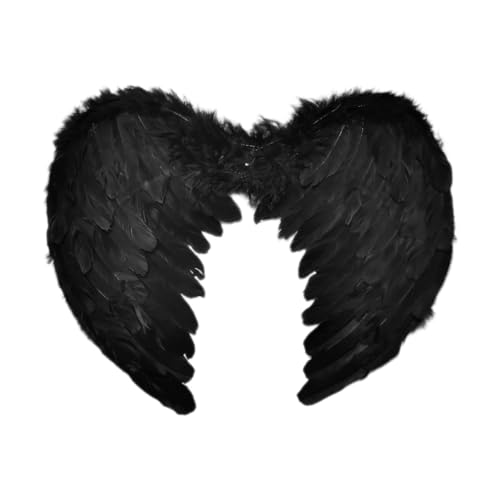 Beavorty Engelsflügel Kostüm Accessoire Für Schwarze Federflügel Mit Heiligenschein Für Halloween Weihnachten Karneval Leicht Langlebig von Beavorty